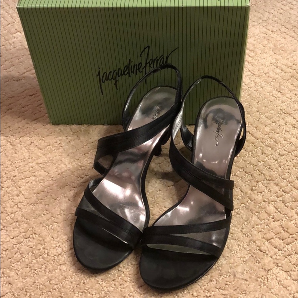 Black Satin 3” heel Sandals